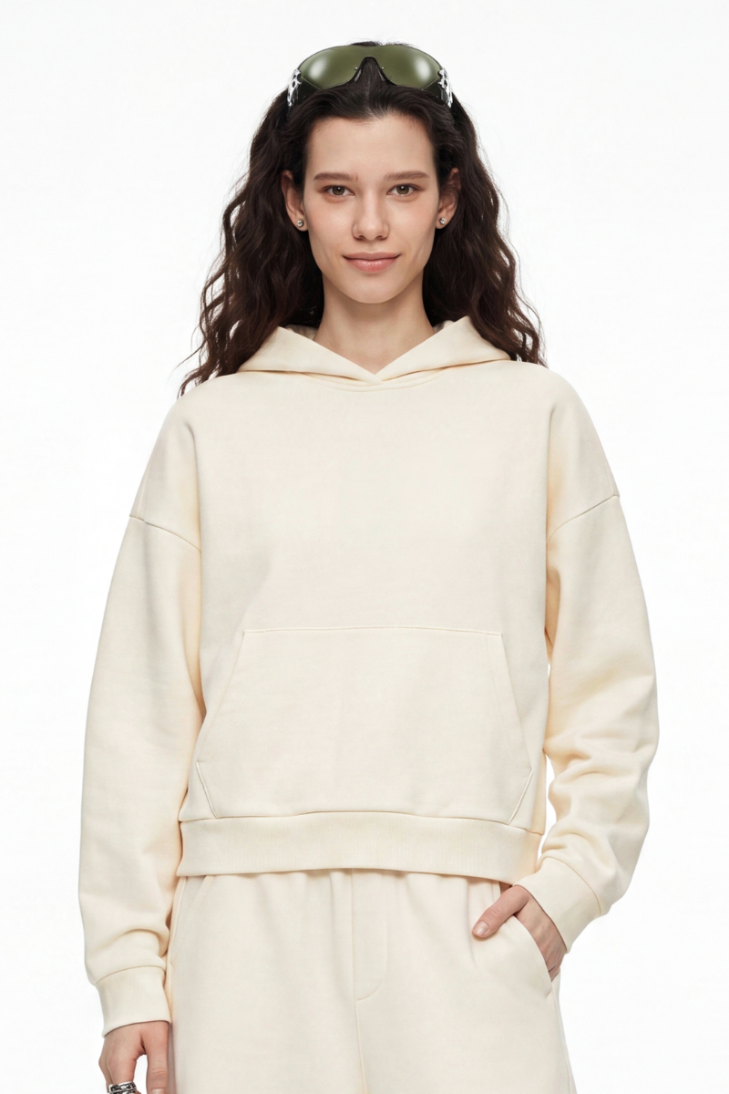 Women's Fall Boxy Fit French Terry Kangaroo Pocket Hoodie