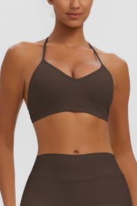 Women's Naked Feel Padded Halter V Neck Sports Bra