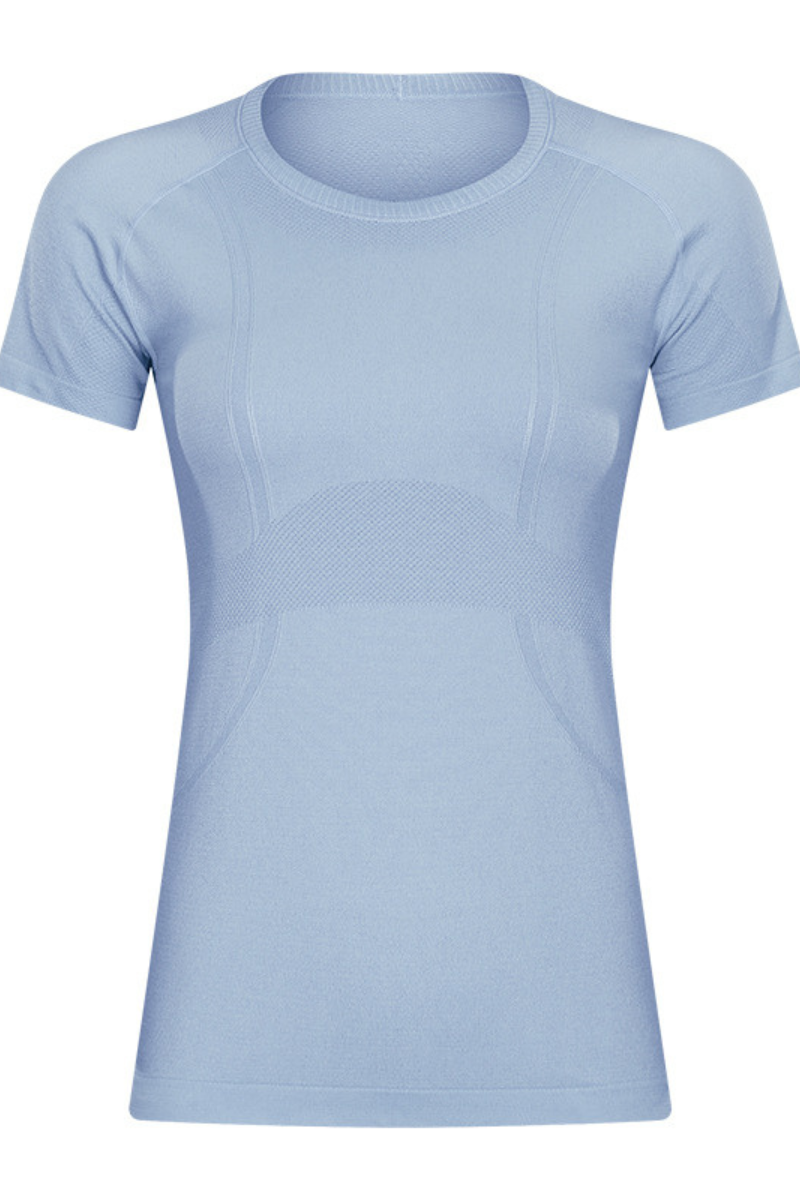 Women Seamless Round Neck Short Sleeve Sport T-Shirt