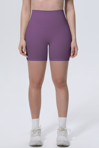 Women's Athletic High-Waisted Solid Yoga Shorts