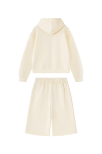 Men's 100% Cotton Loungewear Sets:Hooded Jacket &Mid Shorts