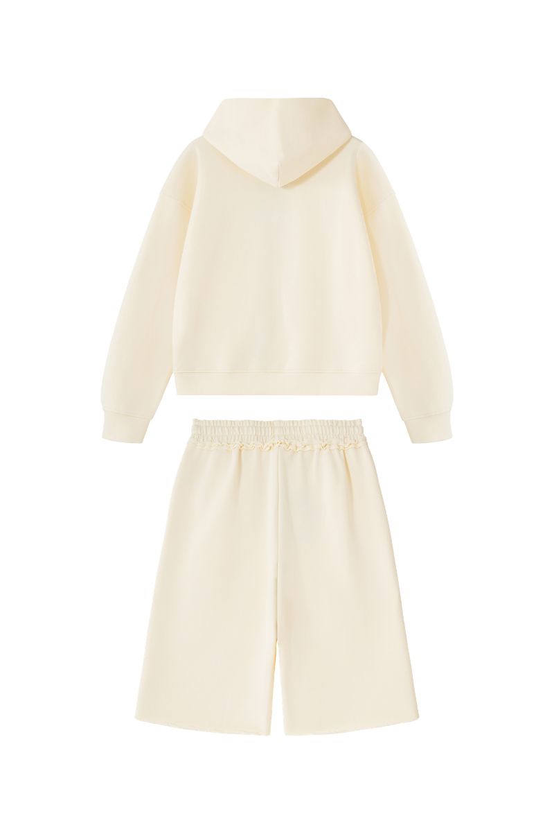 Men's 100% Cotton Loungewear Sets:Hooded Jacket &Mid Shorts