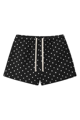 Unisex Fall Polka Dot Elastic Waist Drawstring Casual Shorts