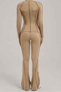 Ladies' zipper long-sleeve two-piece set