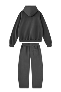 Women's 100% Cotton Fall Washed Hoodie & Curved Sweatpant Set