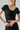 Women’s Stretch-Knit Cap-Sleeve Cropped Gym Tee with Crisscross Front