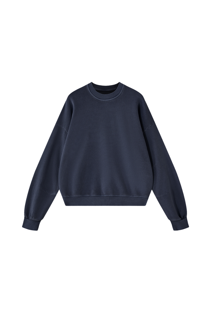Men's Fall 100% Cotton Streetwear Washed Relaxed Pullover