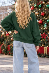Women's Fall Christmas MERRY Applique Mockneck Sweatshirt