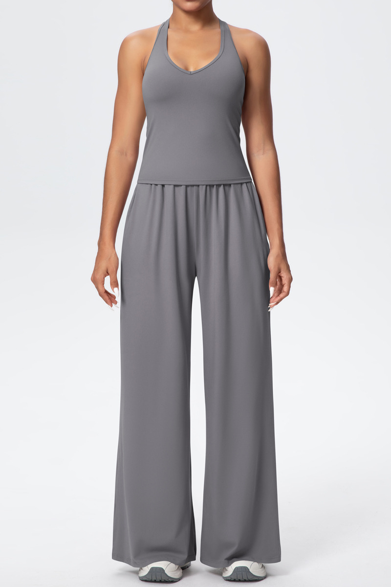 Women’s Set: Halterneck Tank Top & Wide-Leg Pants