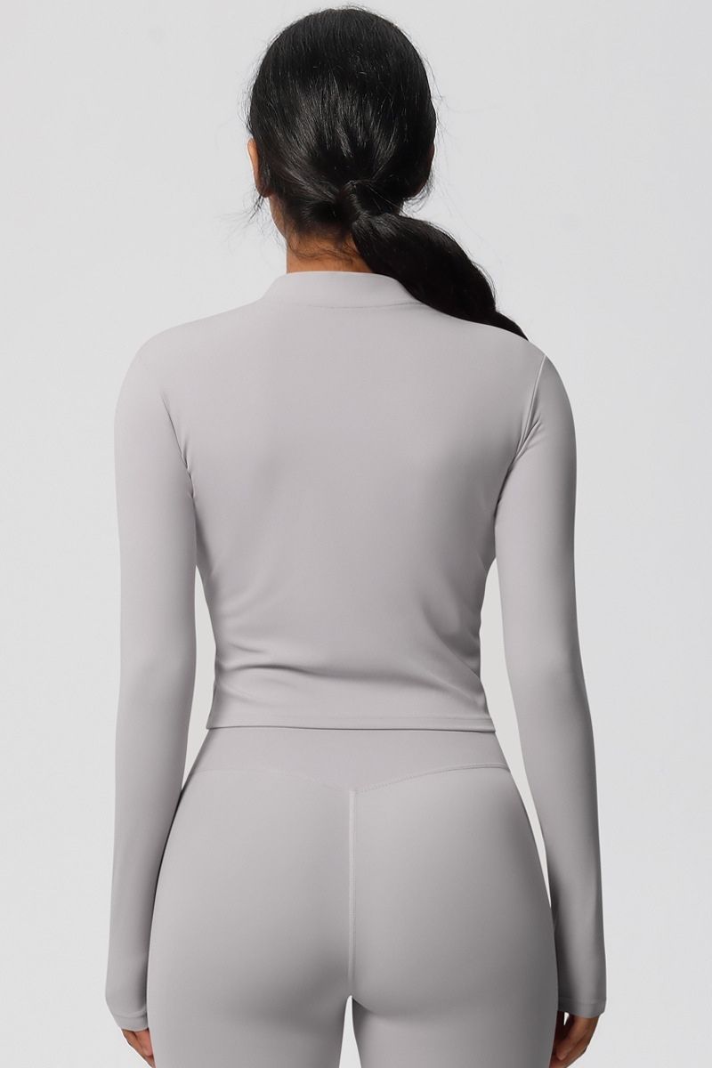 Women's round neck front zipper sports jacket