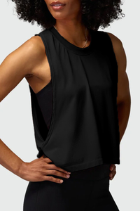 Women's Lightweight Crew Neck High Side Slit Loose Tank Top