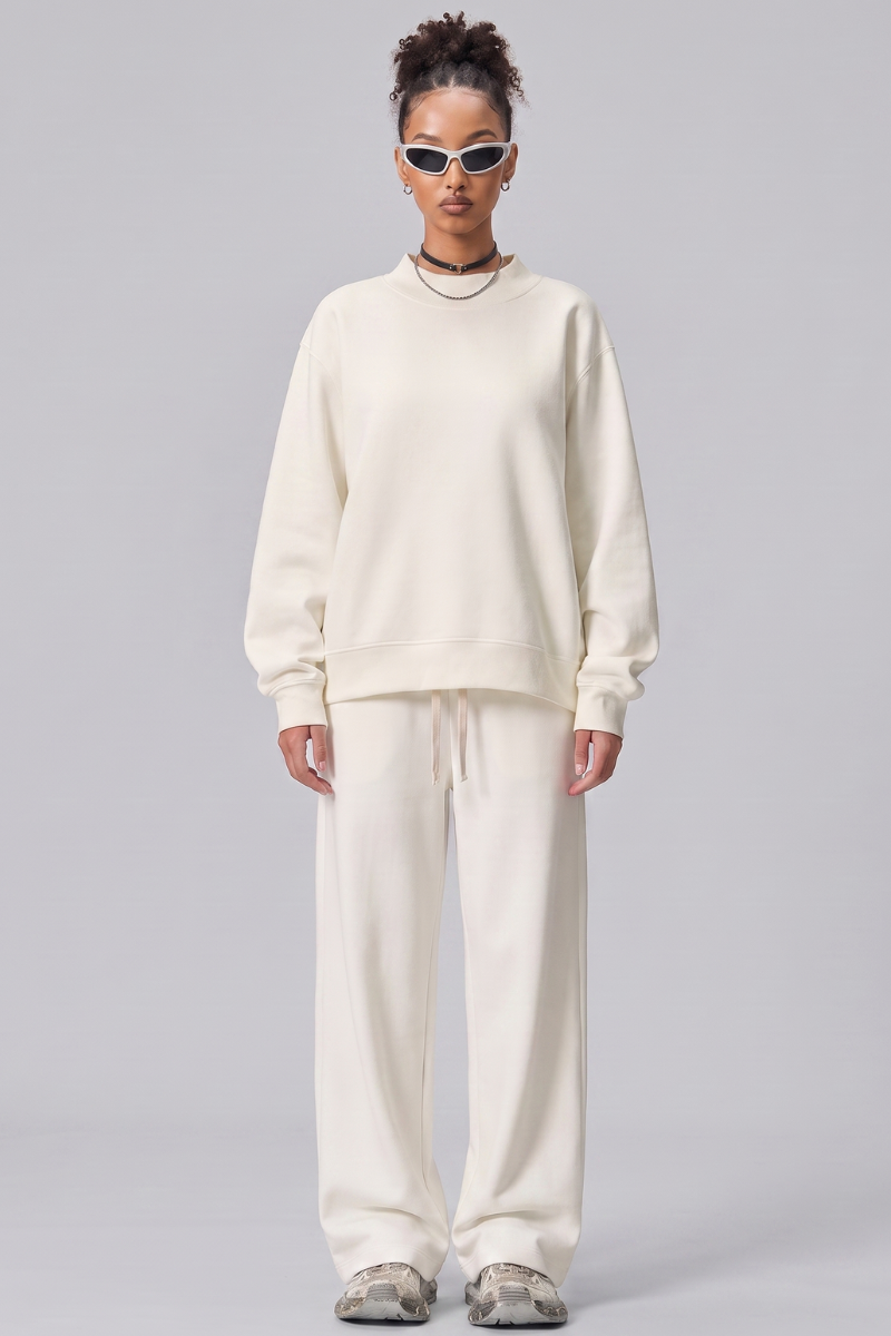 Unisex Fall Fleece Mock Neck Sweatshirt and Sweatpants Sets