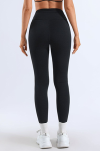 Women's Bare Feel Pleated V-Cross High-Stretch Yoga Leggings