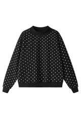 Unisex Fall Cozy Fleece Polka Dot Mockneck Sweatshirt