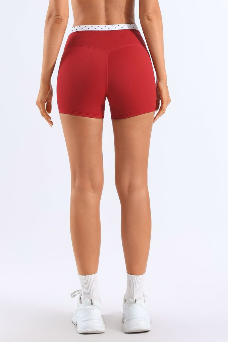 Women's High-Waist Sports Yoga Shorts with Polka Dot
