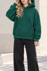 Unisex Fall Kangaroo Pocket Fleece Casual Hoodie