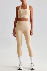 Women's Bare Feel  Cross Back Bra & High Waist Leggings Set