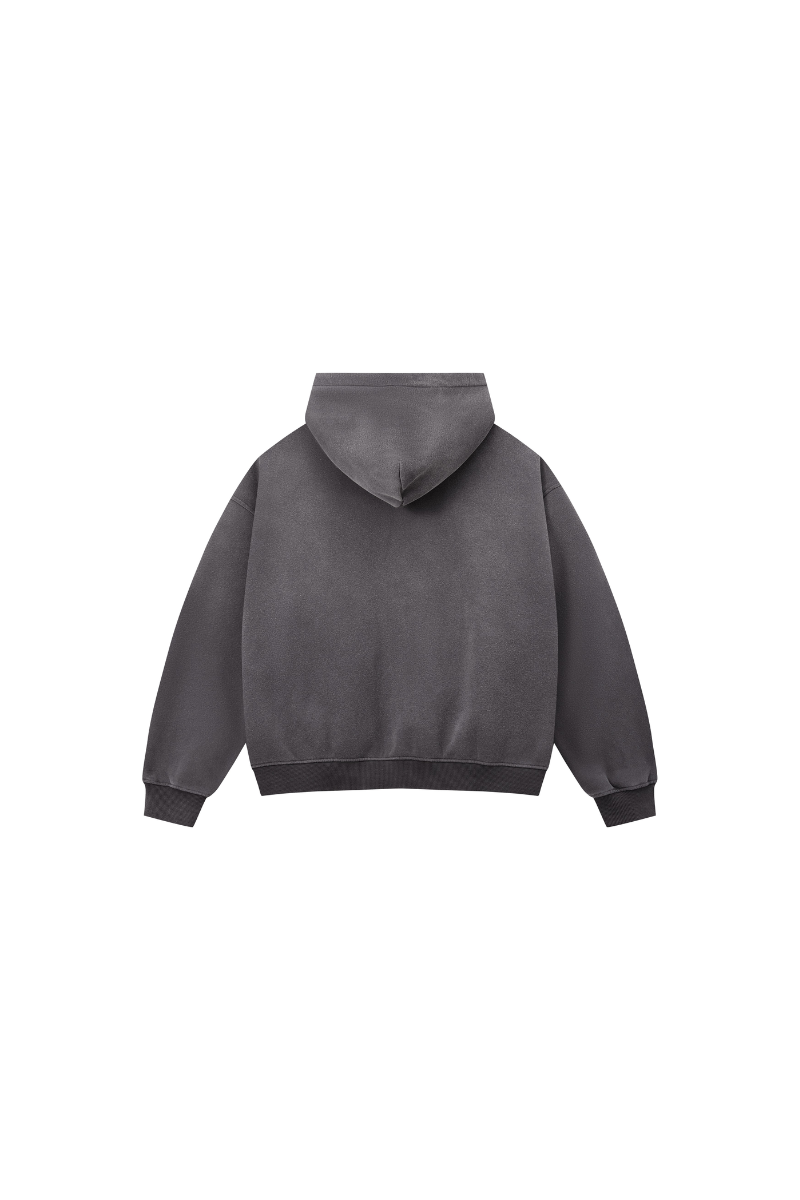 Unisex Fleece-Lined Spray-Faded Oversized Hooded Jacket