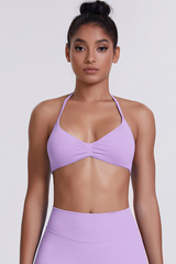 Women's Seamless Pleated Halterneck Sports Bra