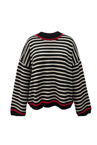 Women’s Winter Boho Striped Contrast Trim Knit Sweater