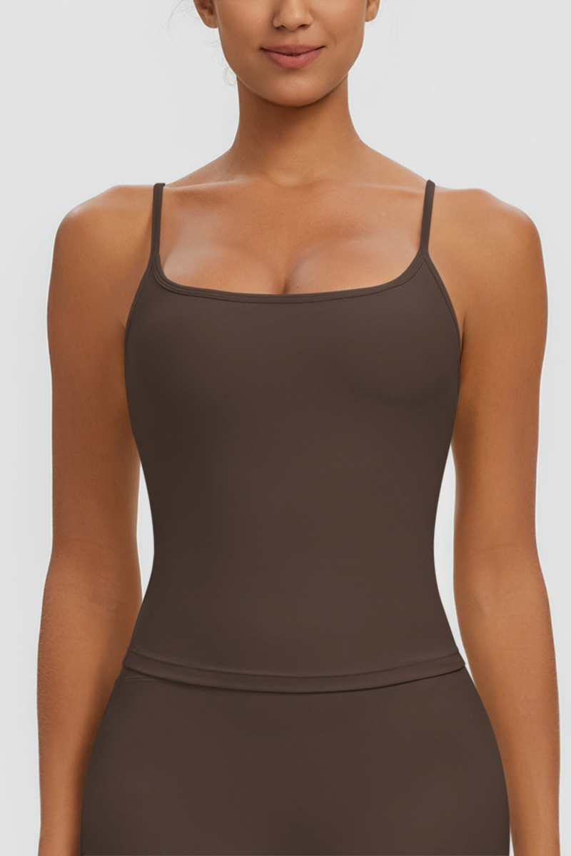 Women Square Neck Adjustable Thin Strap Workout Tank Top
