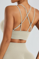 Women's Athletic U-neck Cross Back Spaghetti Straps Bra