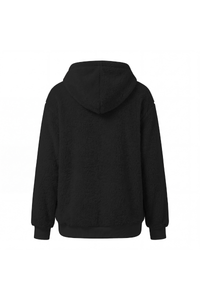 Women's Plush Long-Sleeve Drawstring Hoodie with Pet Pouch