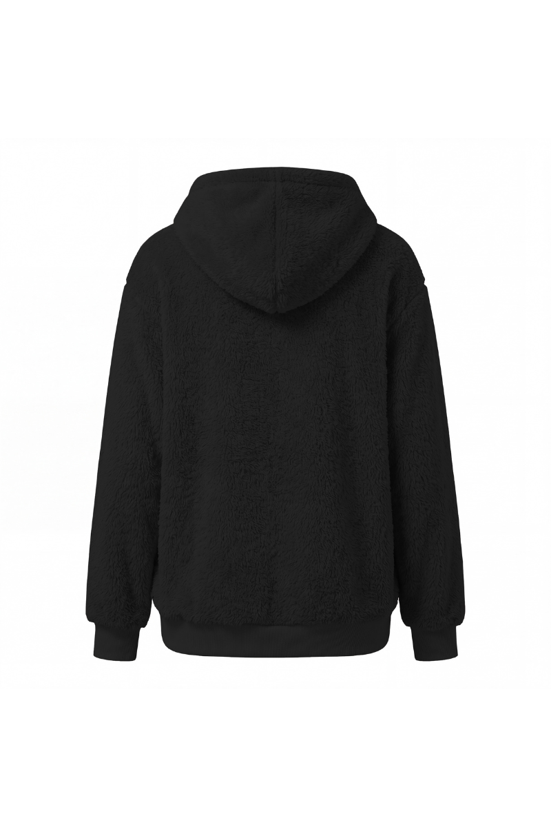 Women's Plush Long-Sleeve Drawstring Hoodie with Pet Pouch