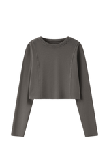 Women's 100% Cotton Washed Cropped Patchwork Cut Sweatshirt