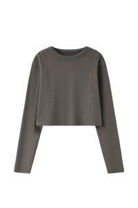 Women's 100% Cotton Washed Cropped Patchwork Cut Sweatshirt