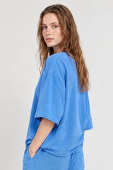 Women's Drop Shoulder Loose Crew Neck Waffle Knit T-shirt