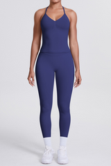 High-Waist Seamless Yoga Set - Halter Neck, Quick-Dry Fitness Outfit