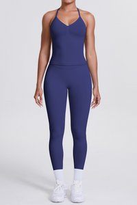 High-Waist Seamless Yoga Set - Halter Neck, Quick-Dry Fitness Outfit