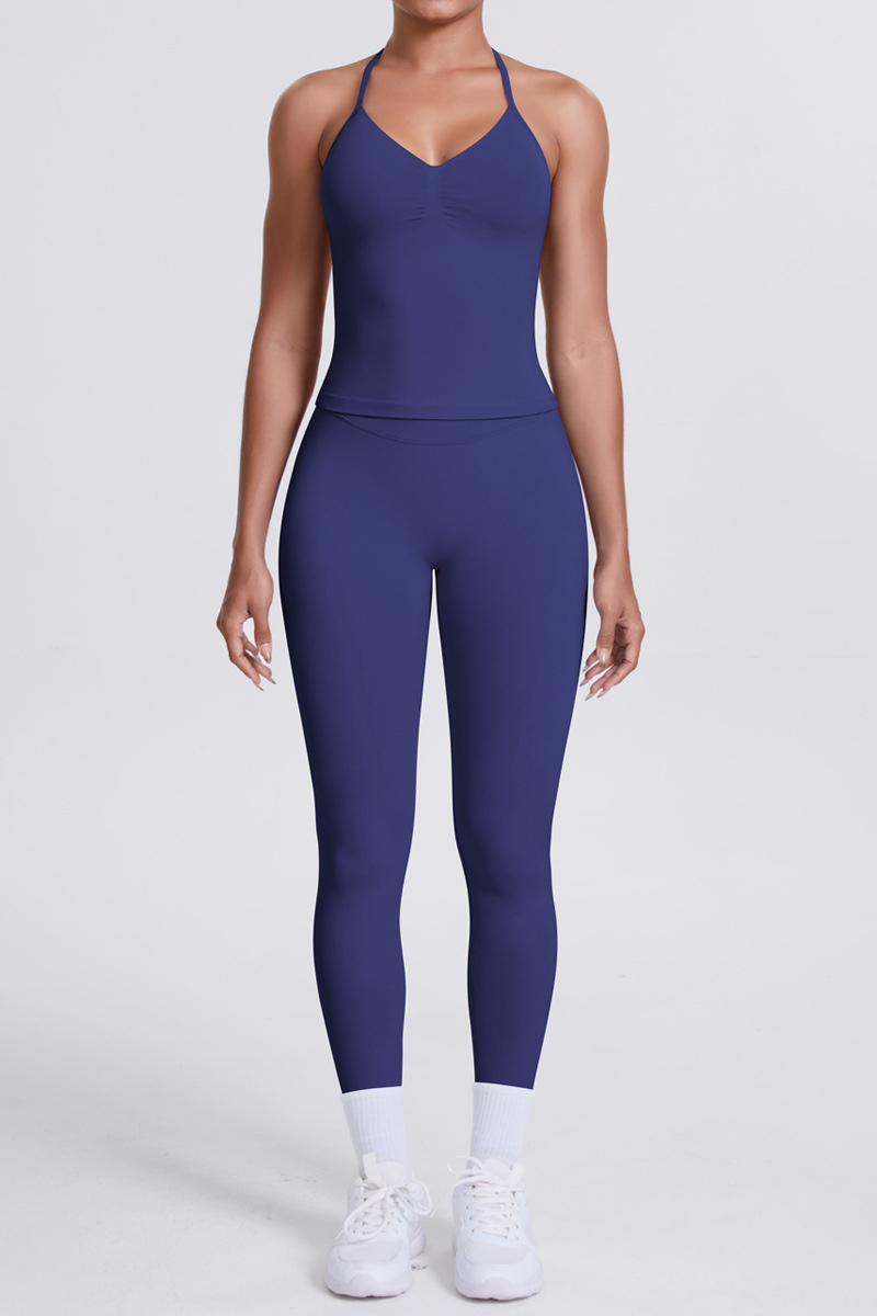 High-Waist Seamless Yoga Set - Halter Neck, Quick-Dry Fitness Outfit