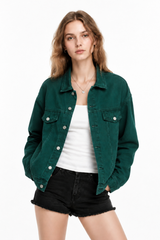 Women's Fall 100% Cotton Oversized Washed Denim Jacket