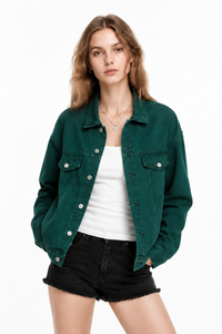Women's Fall 100% Cotton Oversized Washed Denim Jacket