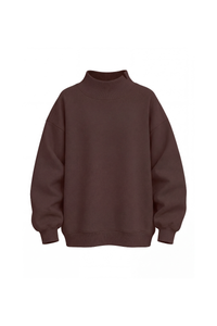 Women's Fall Solid Side-Slit Neckline Mock Neck Sweatshirt