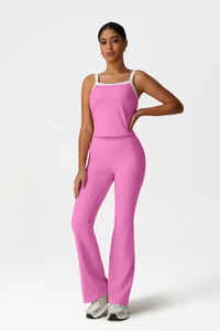 Women High-Waisted Bootcut Butt-Lifting Yoga Set: Vest + Flared Pants