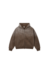 Unisex Fleece-Lined Spray-Faded Oversized Hooded Jacket