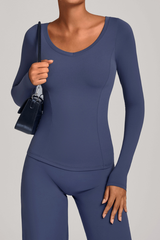 V-neck sport long-sleeved garment