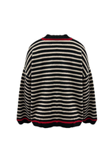 Women’s Winter Boho Striped Contrast Trim Knit Sweater