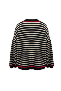 Women’s Winter Boho Striped Contrast Trim Knit Sweater