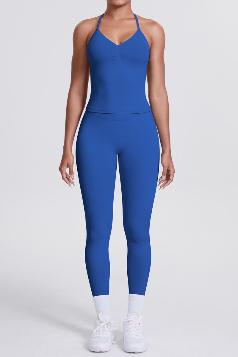 High-Waist Seamless Yoga Set - Halter Neck, Quick-Dry Fitness Outfit
