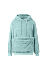 Women's Plush Long-Sleeve Drawstring Hoodie with Pet Pouch