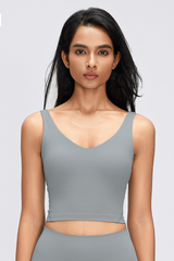 Women's Naked Feeling V Neck Padded Sports Yoga Bra