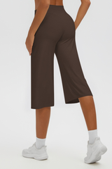 Women's Brushed Mid Waist Wide Leg Capri Yoga Pants