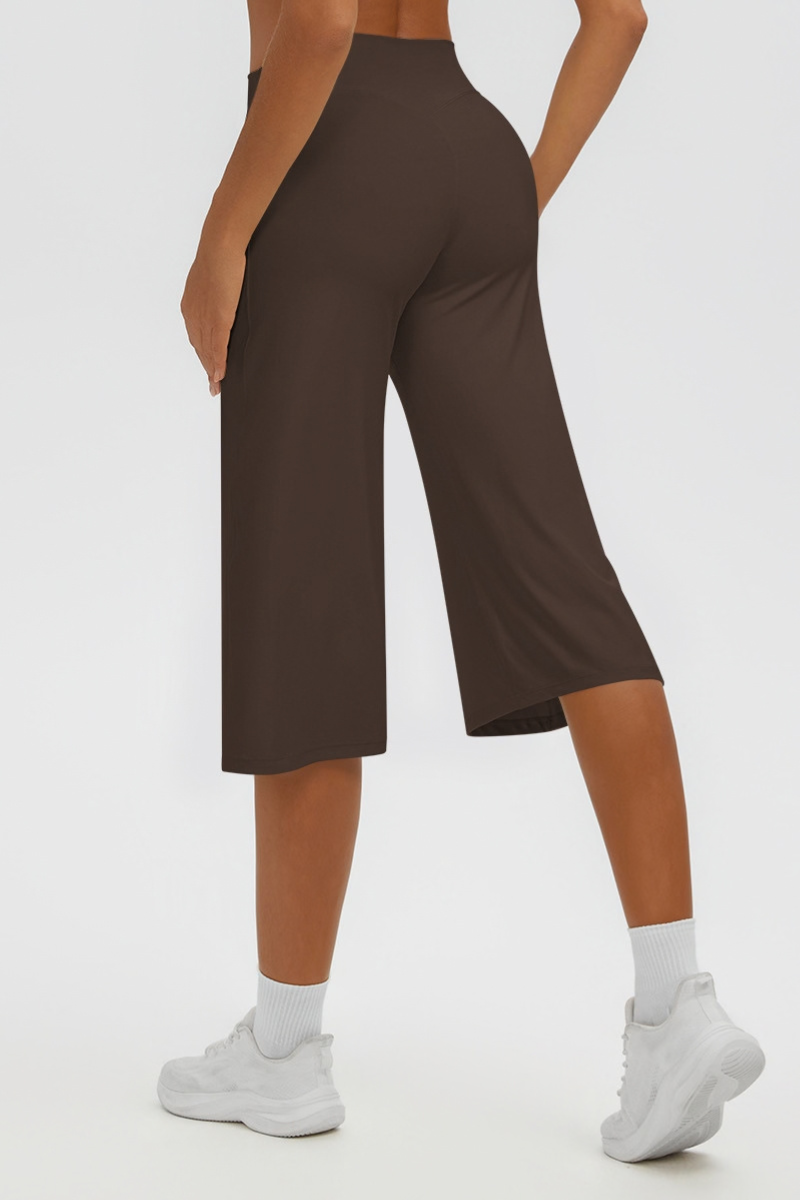 Women's Brushed Mid Waist Wide Leg Capri Yoga Pants