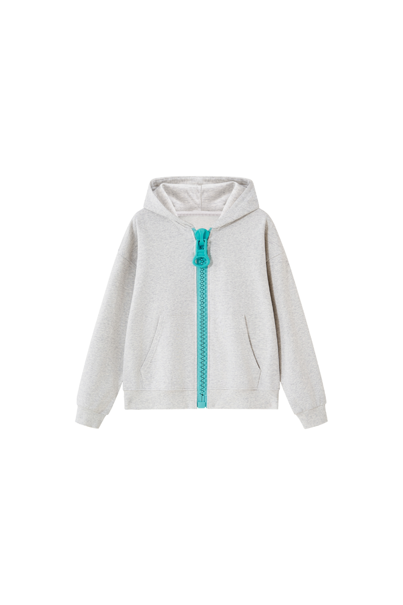 Unisex Color Block Big Tooth Zipper Hooded Loungewear Jacket