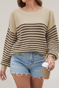 Women's Striped Color Block Oversized Knit Sweater