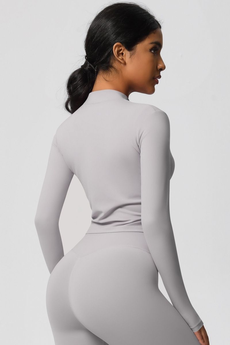 Women's round neck front zipper sports jacket